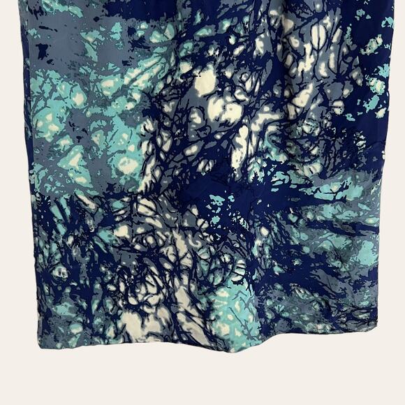 Tibi Aztec Mixed Print 10% Silk Sleeveless V-Neck Mini Shift Dress Size 6 - Picture 3 of 10